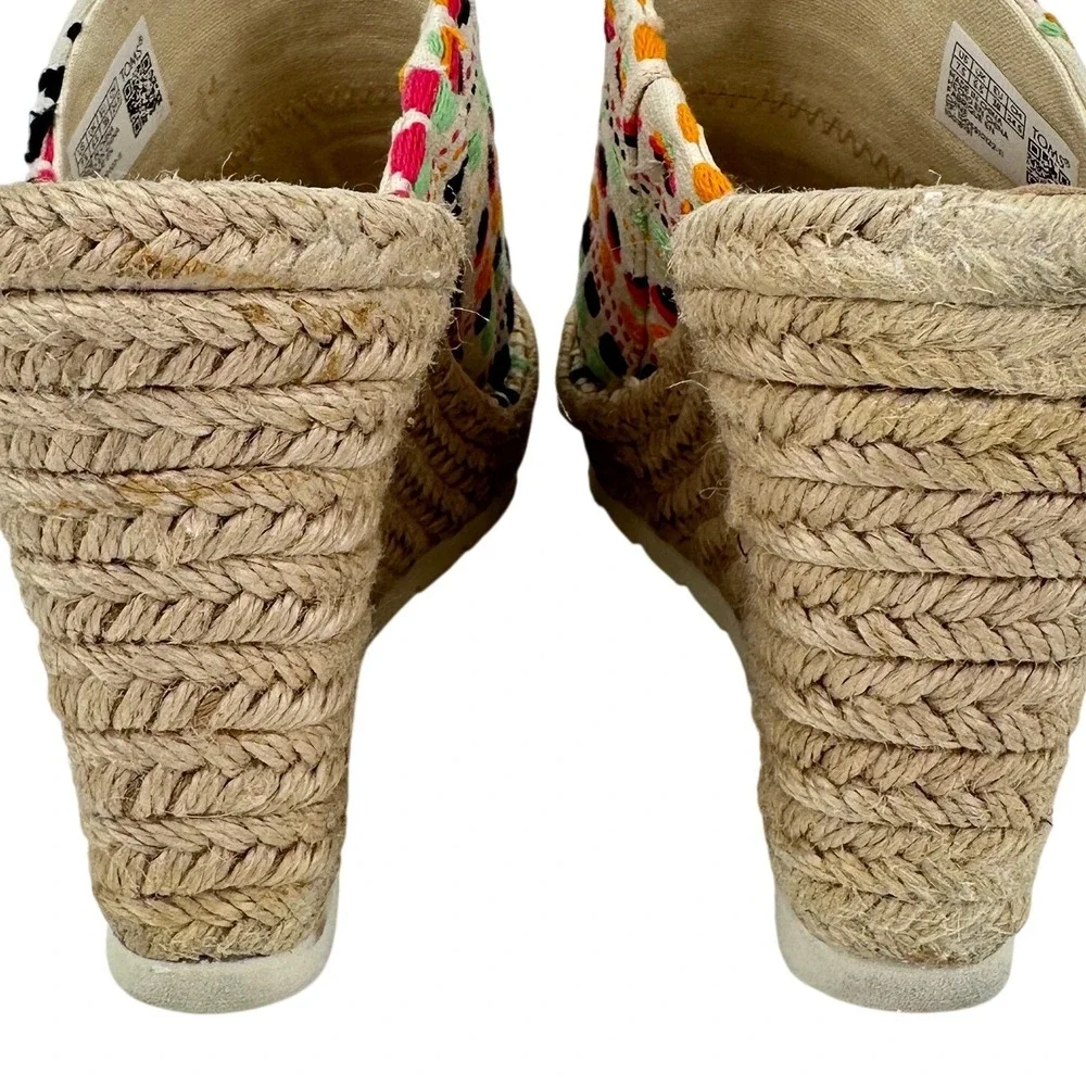 TOMS Monica Mule Embroidered Wedge Espadrille Sandal Multicolor‎ 4